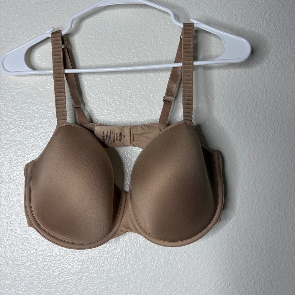 ThirdLove 24/7 Classic Uplift Plunge Bra Tan Nude Microfiber 38E
